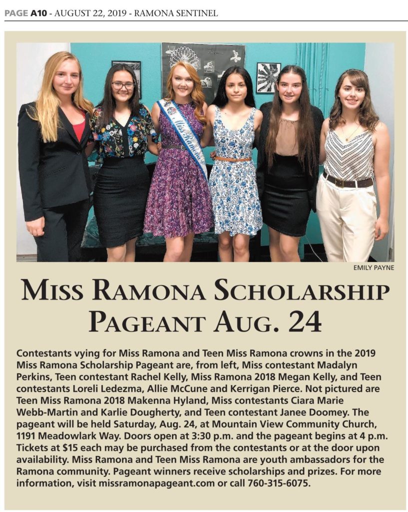 Miss Ramona Scholarship Pageant 2019