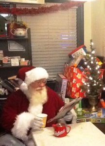 Santa at Packard's Coffee Shop in Ramona