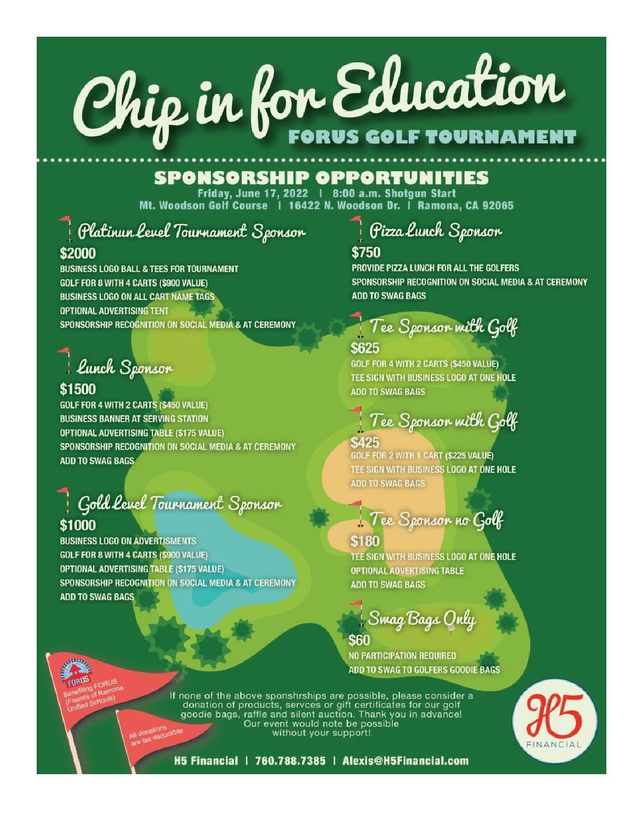 FORUS Chip in for Education Golf Tournament Mt Woodson Golf